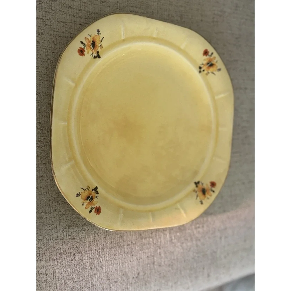 RARE Antique 1920 Limoges‎ China Company Golden Glow Cake Plate with Cover